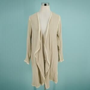 Soft Surroundings Size Large L Beige Gauze Open Drape Tunic Cotton Cardigan